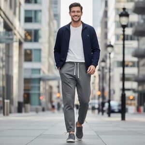 Polo Ralph Lauren Men’s Large Fleece Sweatpants Gray Joggers Drawstring Hem